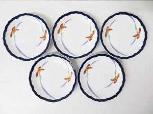 【陶芸・陶器】　香蘭社　オーキッドレース　小皿　5枚セット（箱付）